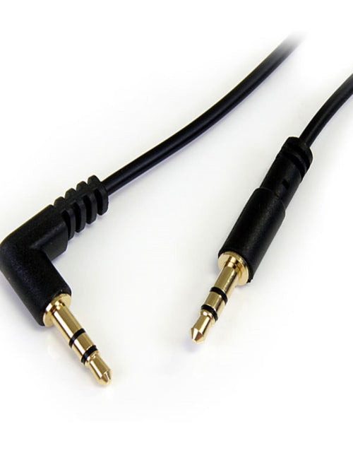 Load image into Gallery viewer, 1 Ft. (0.3 M) Right Angle 3.5 Mm Audio Cable - 3.5Mm Slim Audio Cable - Right Angle - Male/Male - Aux Cable (MU1MMSRA), Black
