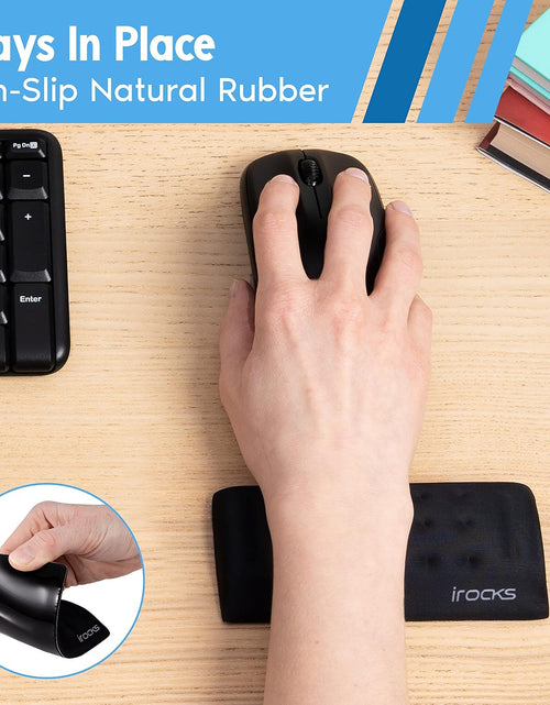 Load image into Gallery viewer, Memory Foam Mouse Wrist Rest - Pain-Reducing Wrist Rest for Mouse - Non-Slip Rubber Base Wrist Rest - Cooling Mouse Wrist Support for Long Hours of Work, Studying, Gaming (Black)
