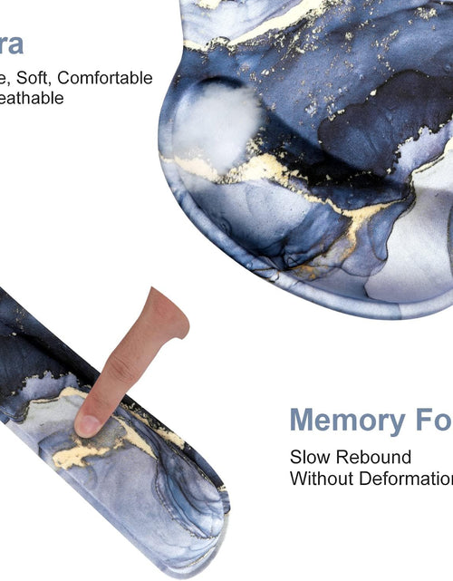 Load image into Gallery viewer, Mouse Pad with Wrist Support Keyboard Wrist Rest Set, Ergonomic Mouse Pad with Non-Slip Base for Computer Home Office + Coasters, Easy Typing &amp; Pain Relief Mouse Mat, Dark Blue Marble
