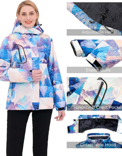 Load image into Gallery viewer, Women'S Mountain Waterproof Ski Jacket Windproof Rain Jacket Winter Warm Hooded Coat
