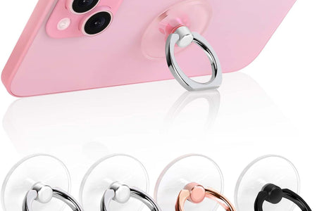 Cell Phone Ring Holder, Transparent Ring Holder 360°Rotation Finger Ring Stand, Clear Cell Phone Kickstand Compatible with Most of Phones, Tablet and Case, (2Silver+1Black+1Rose Gold)