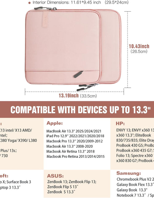 Load image into Gallery viewer, 13.3-14 Inch Laptop Sleeve Case Carrying Bag with Pockets for Surface Pro 9/8/X, Macbook Air 2022-2018, Macbook Pro M2 14" /13" M2/M1 Pro/M1 Max 14.2 2023-2021, Galaxy Tab S9+/S8+ 12.4",Pink
