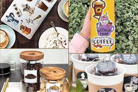 Coffee Stickers for Water Bottles Adults Coffee Stickers for Laptop Coffee Cup Stickers for Scrapbooking Coffee Vinyl Waterproof Stickers 50 Packs