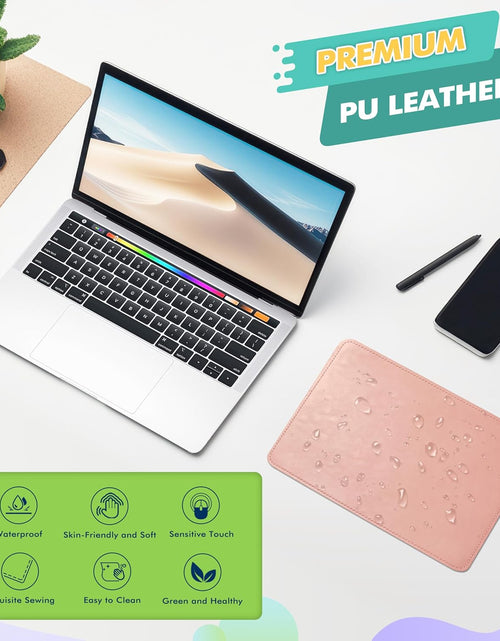 Load image into Gallery viewer, PU Leather Mouse Pad with Stitched Edge Micro-Fiber Base with Non-Slip, Waterproof, Mouse Pad for Computers, Laptop, Office &amp; Home,1 Pack, 8Inch11Inch (Light Pink)

