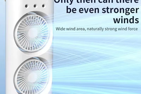 BreezeGlow™ 2-in-1 Dual Mist Cooling Fan – Chill, Hydrate & Light Up Your Space